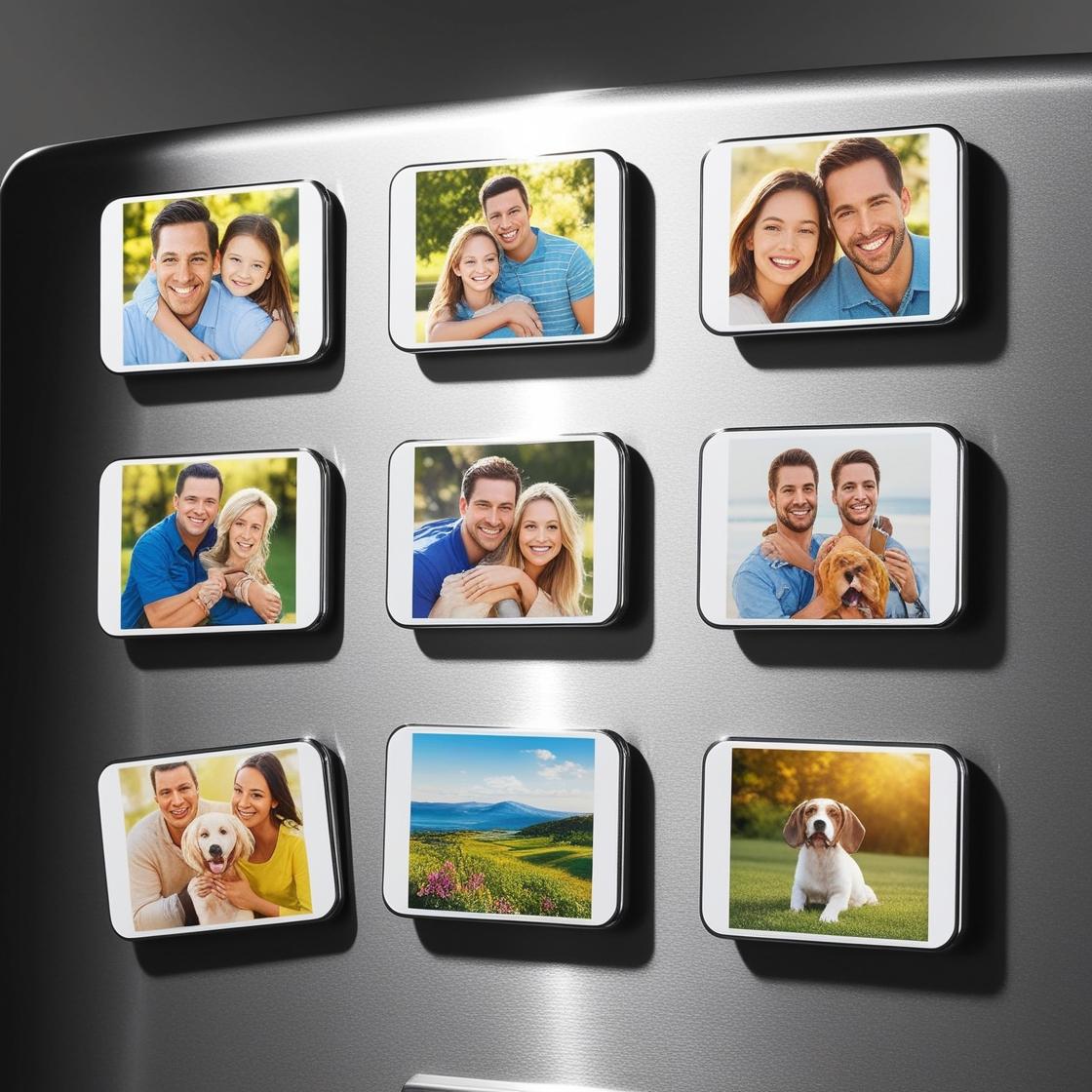 magnet photos colle sur le réfrigérateur